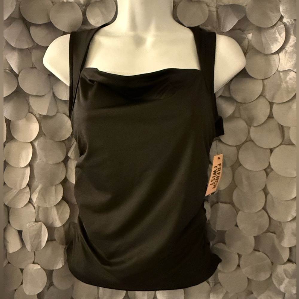 Black Women's Cowl Neck Tank Top